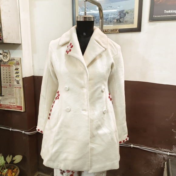 Off white embroidery long coat - Picture 4 of 10